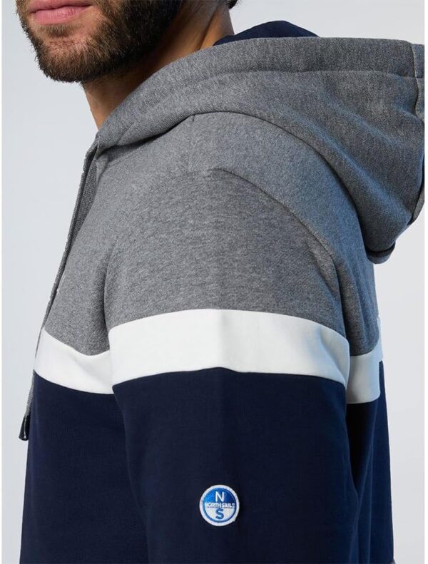 Felpa Uomo NORTH SAILS Grigio Chiaro Blu Scuro Cotone-5