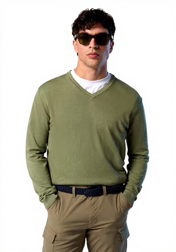 Maglione North Sails Scollo V Logo Uomo Cotone Organico