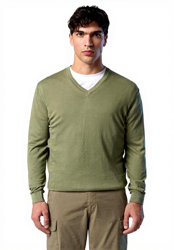Maglione North Sails Scollo V Logo Uomo Cotone Organico