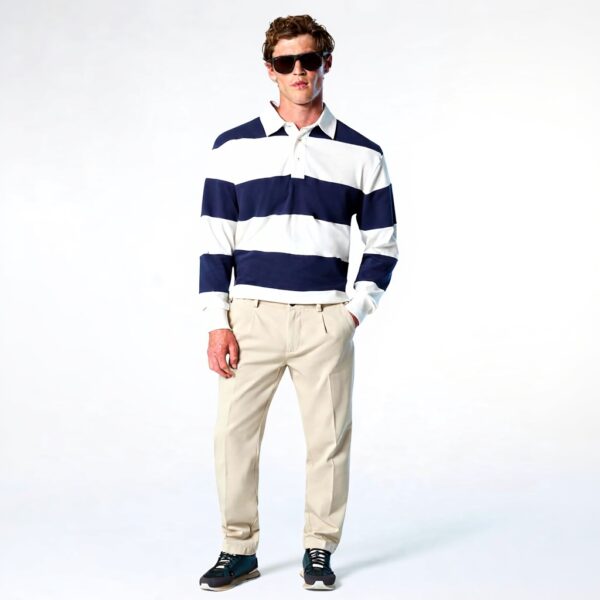 North Sails Polo Rugby Uomo Cotone Organico Maniche Lunghe