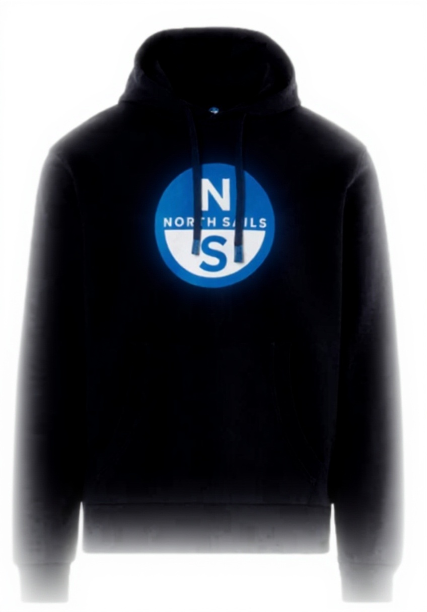 Felpa North Sail con cappuccio regolabile e maxi stampa in blu navy
