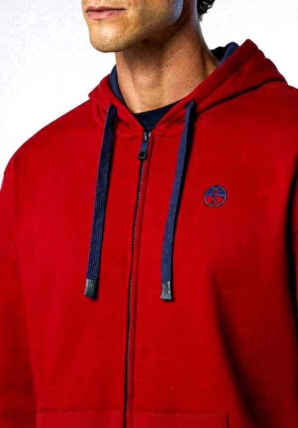 Felpa North Sails Logo Full Zip Uomo Rosso Comoda