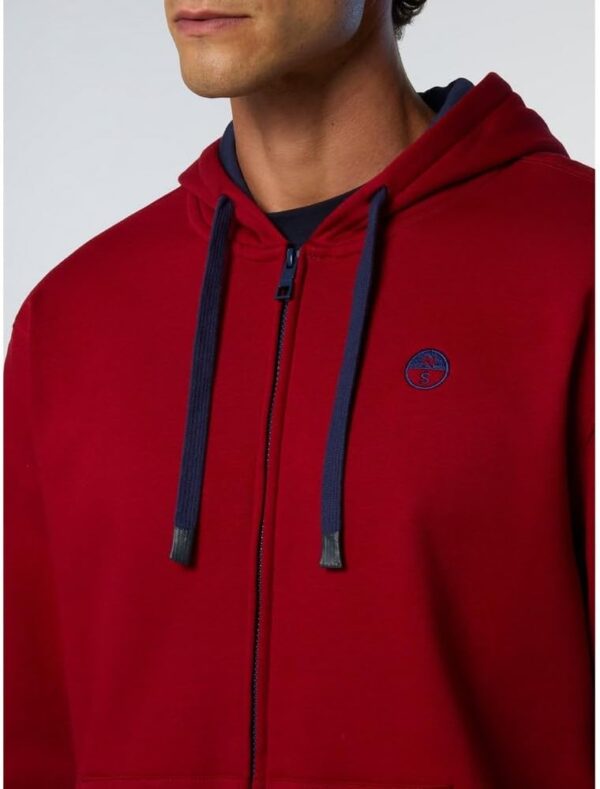 Felpa North Sails Logo Full Zip Uomo Rosso Comoda-4