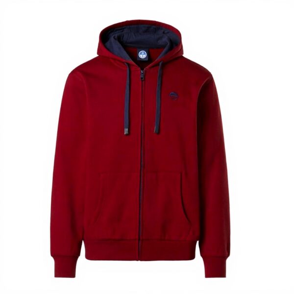 Felpa North Sails Logo Full Zip Uomo Rosso Comoda