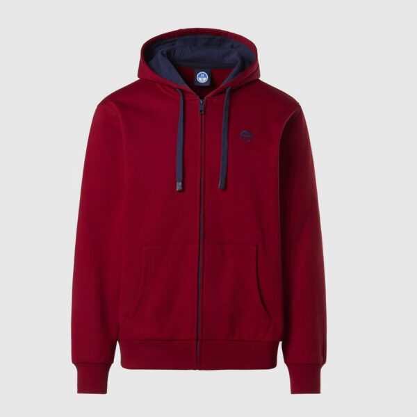 Felpa North Sails Logo Full Zip Uomo Rosso Comoda-2