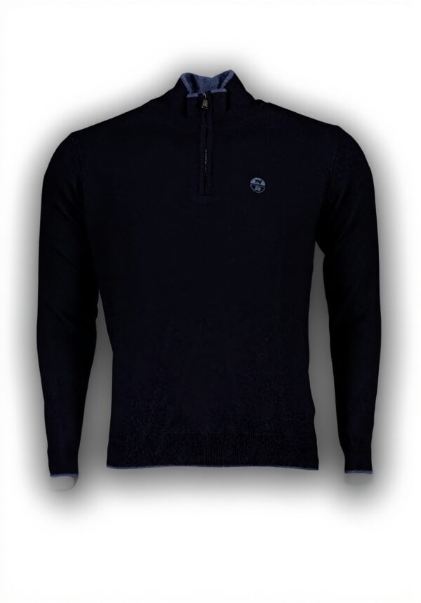 Maglione North Sail Uomo Blu Chiusura Cerniera Manica Lunga