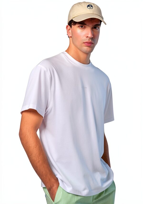 North Sails T-Shirt Uomo Cotone Organico Comodo Nero Bianco-3