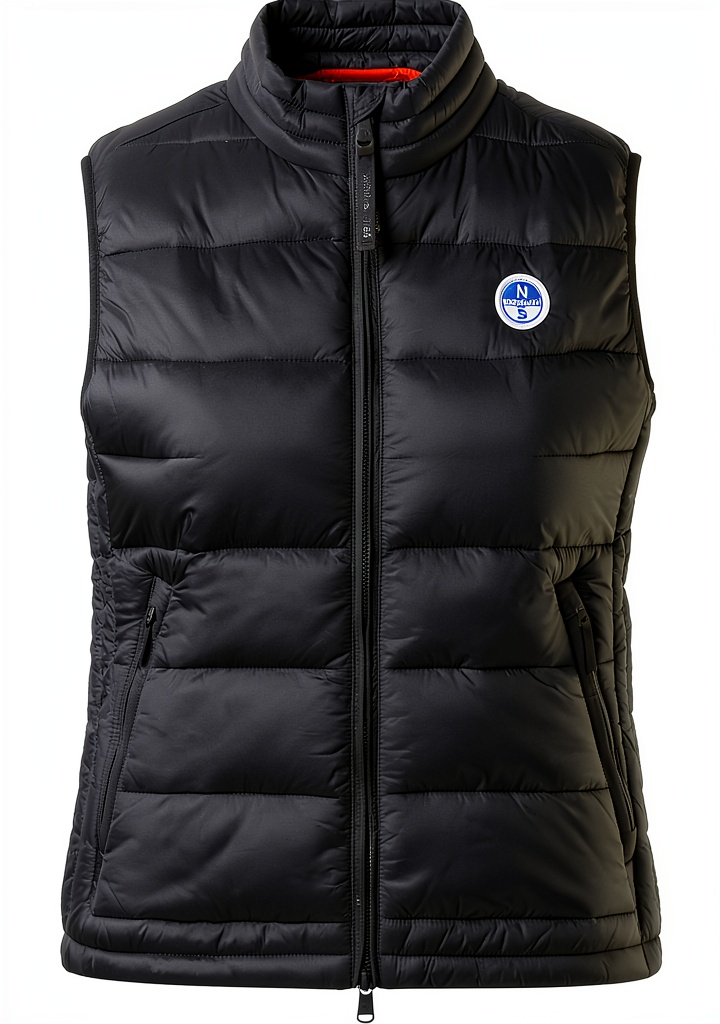 'Donna che indossa il gilet North Sails in un ambiente urbano'