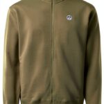Felpa Zip North Sails Uomo Cotone Biologico Verde Blu-0