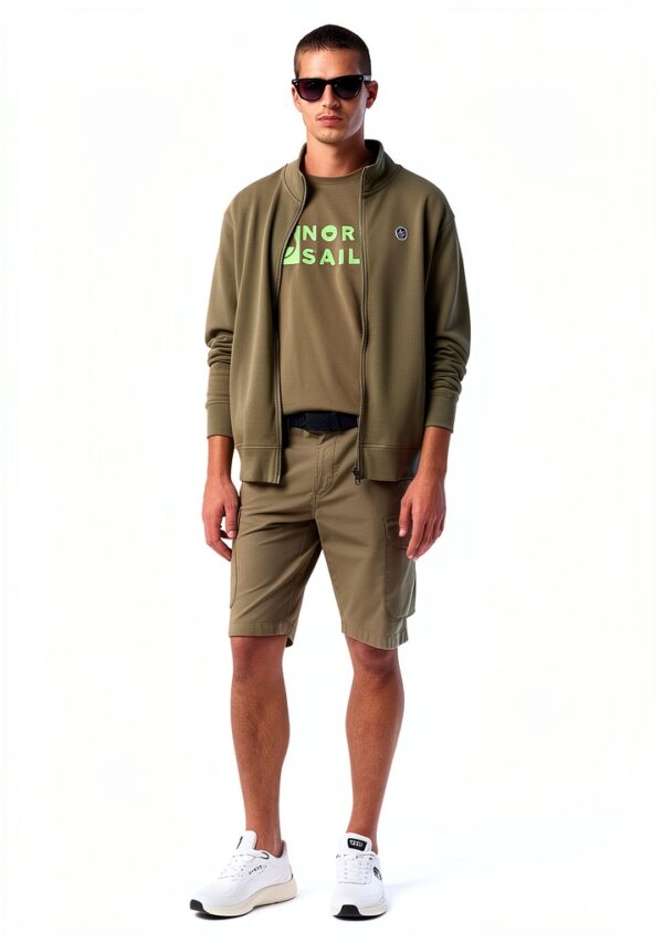 Felpa Zip North Sails Uomo Cotone Biologico Verde Blu-4