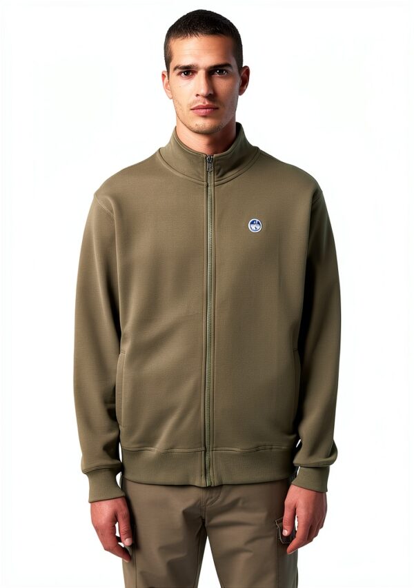 Felpa Zip North Sails Uomo Cotone Biologico Verde Blu-1