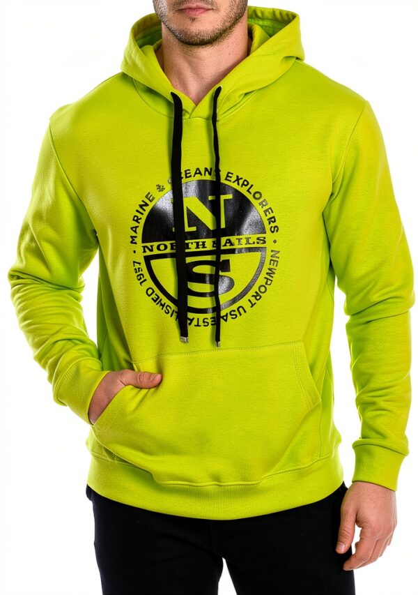 Felpa con cappuccio North Uomo verde lime modello 9022980-0