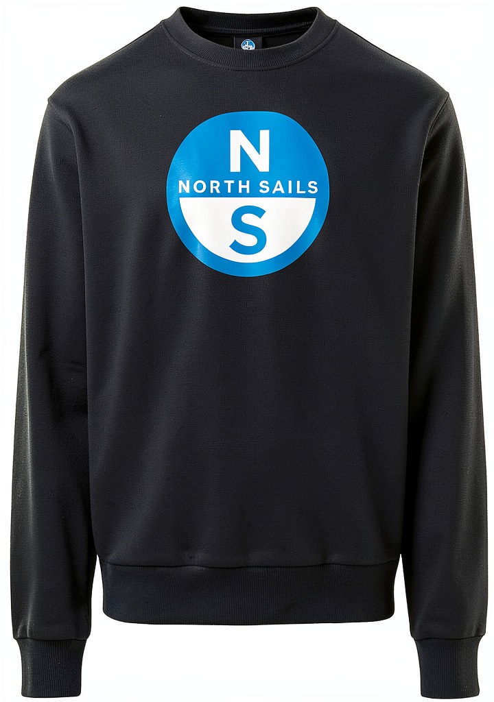 Felpa North Sail uomo con maxi stampa in cotone blu scuro