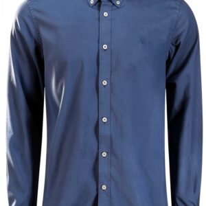 Camicia Uomo 100% Cotone Colletto Bottoni Blu Scuro-0