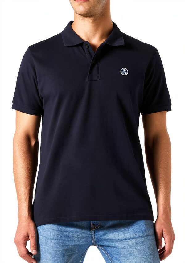 Polo Uomo North Sails Logo Cotone Piquet Navy Blue
