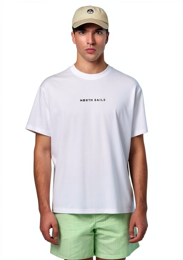 North Sails T-Shirt Uomo Cotone Organico Comodo Nero Bianco-5