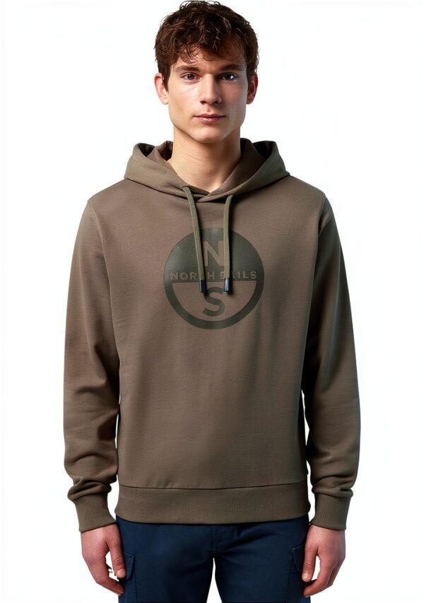 Felpa Uomo North Sails Verde Cotone Cappuccio Regolabile
