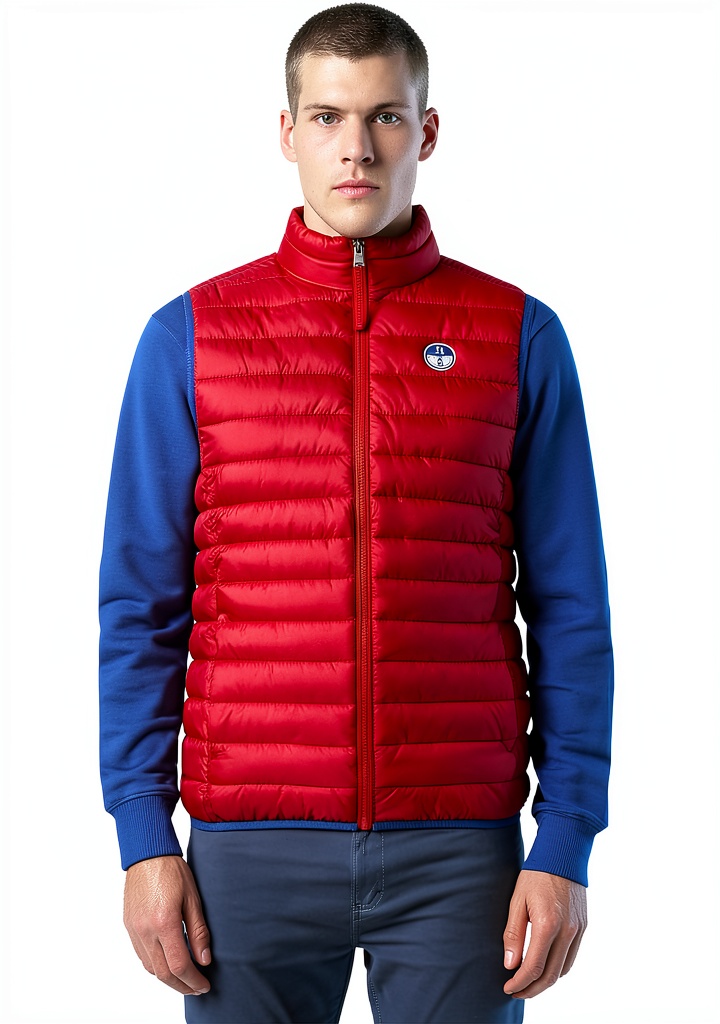 'Gilet sportivo North Sails rosso indossato all'aperto'