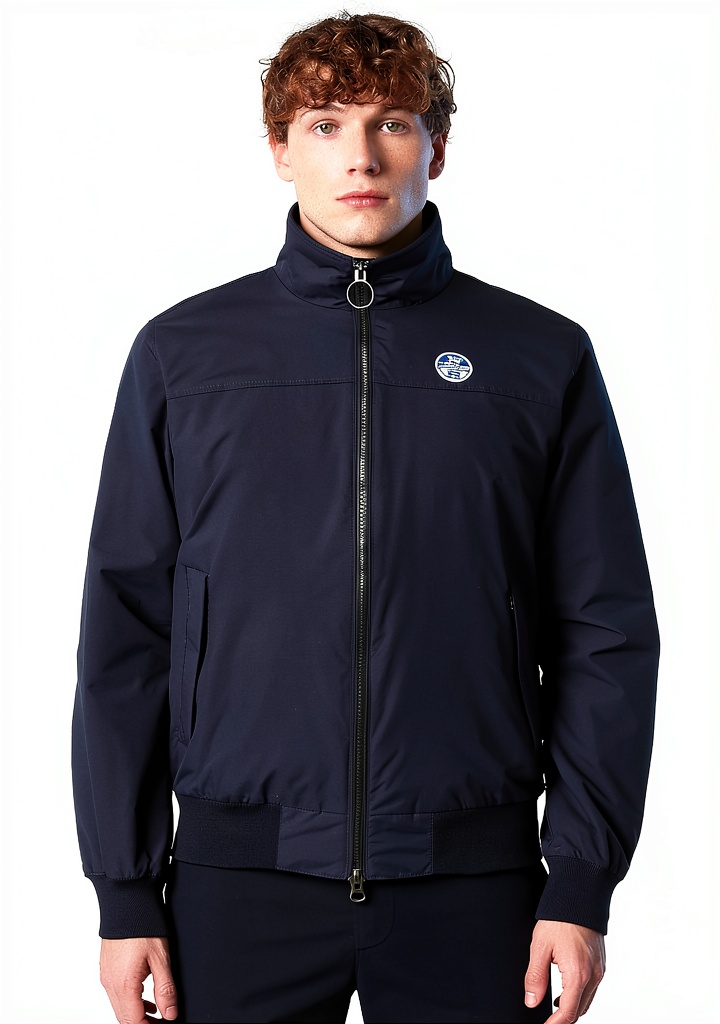 'North Sails Giacca Sailor 603188 Blu indossata in spiaggia'