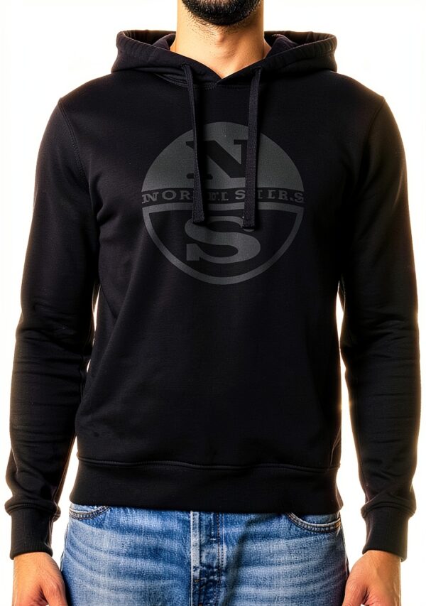 Felpa North Sails Big Logo Hoodie Uomo Cotone Nero 691094