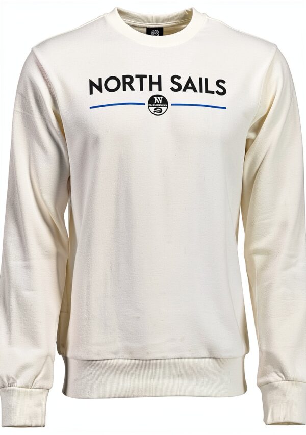 North Sails Felpa Uomo Bianco 100% Cotone Maglione