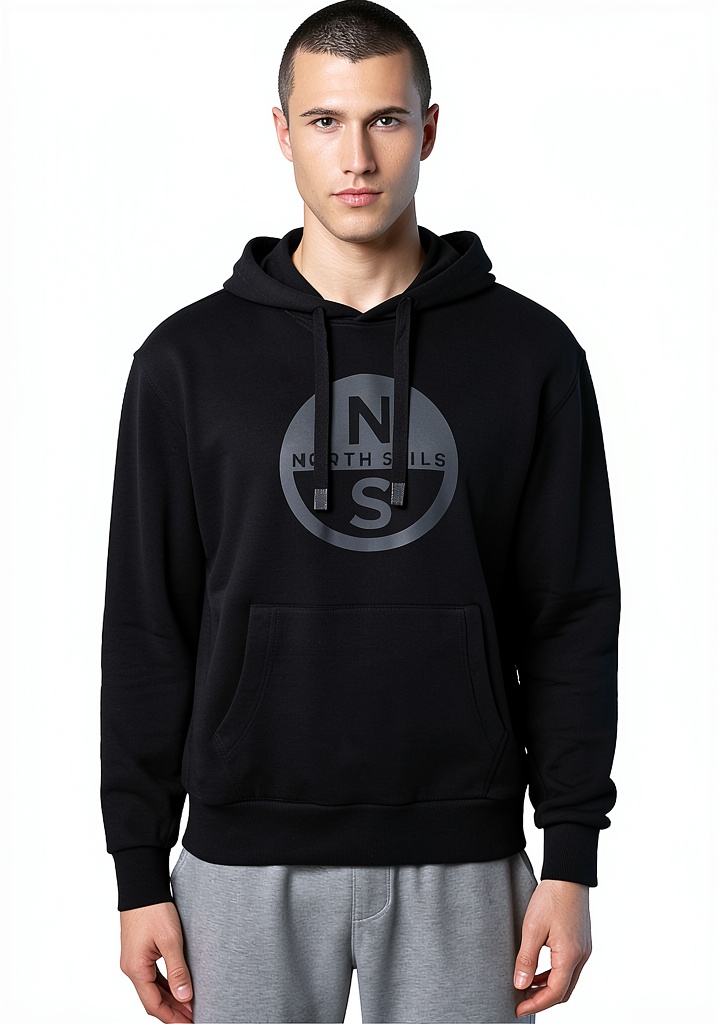 'Felpa North Sail con cappuccio e maxi logo in cotone biologico'
