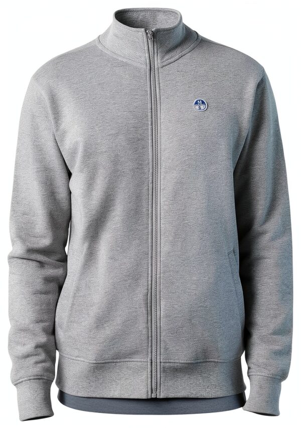 Felpa Uomo North Sails Zip Cotone Biologico Grigio Melange