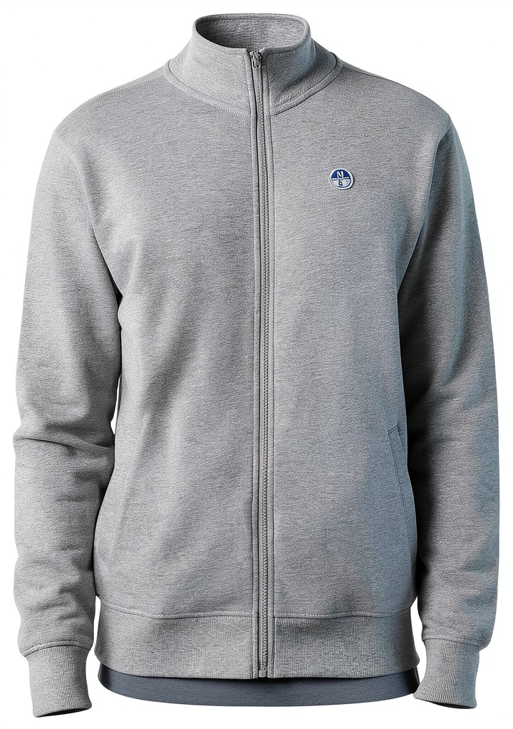 'Felpa North Sails uomo grigio melange indossata in contesto urbano'