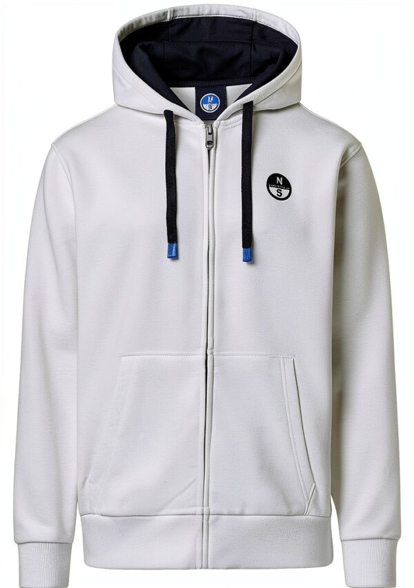 Felpa North Uomo Full Zip Hoodie Cotone Bianco L