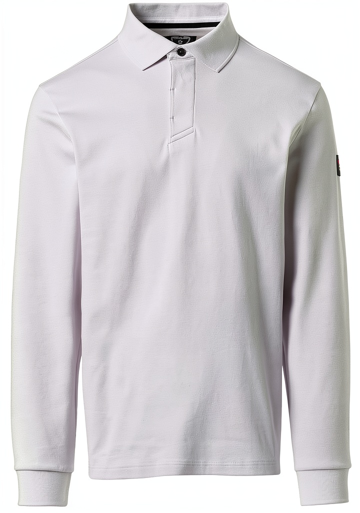 'Polo North Sails a maniche lunghe in interlock di cotone organico indossata in un contesto casual'