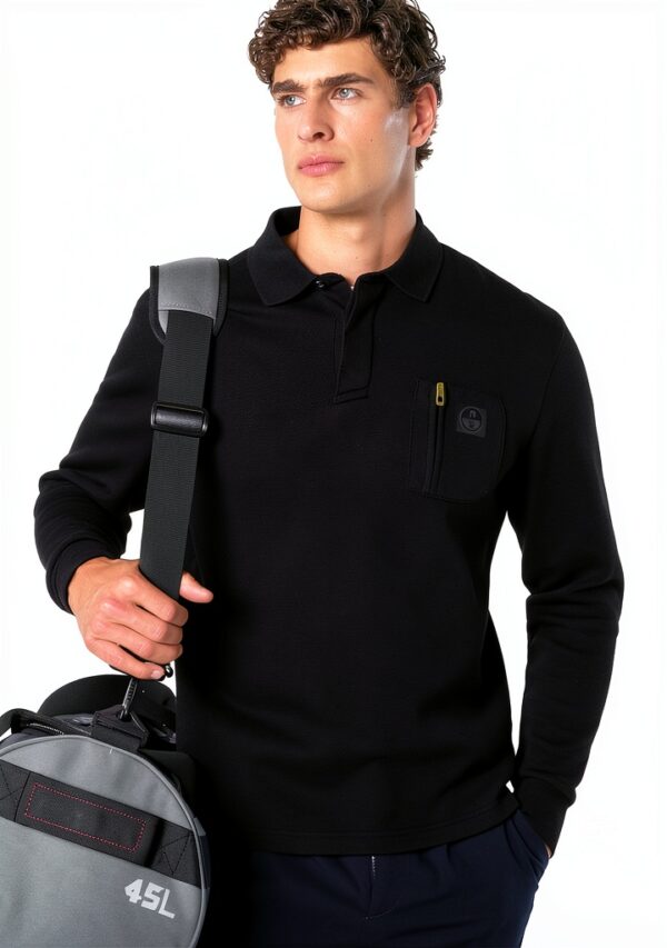 North Sails Polo Uomo Nero Piquet Cotone Organico Sportiva-4